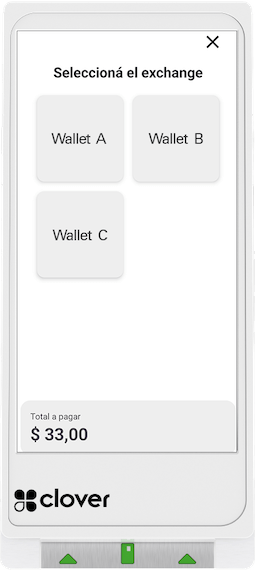 Elegir el Exchange con el que el usuario/cliente va a pagar.