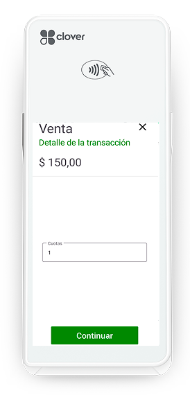 Poné el número de cuotas. Una vez ingresada la cantidad de cuotas, seleccioná “Continuar”